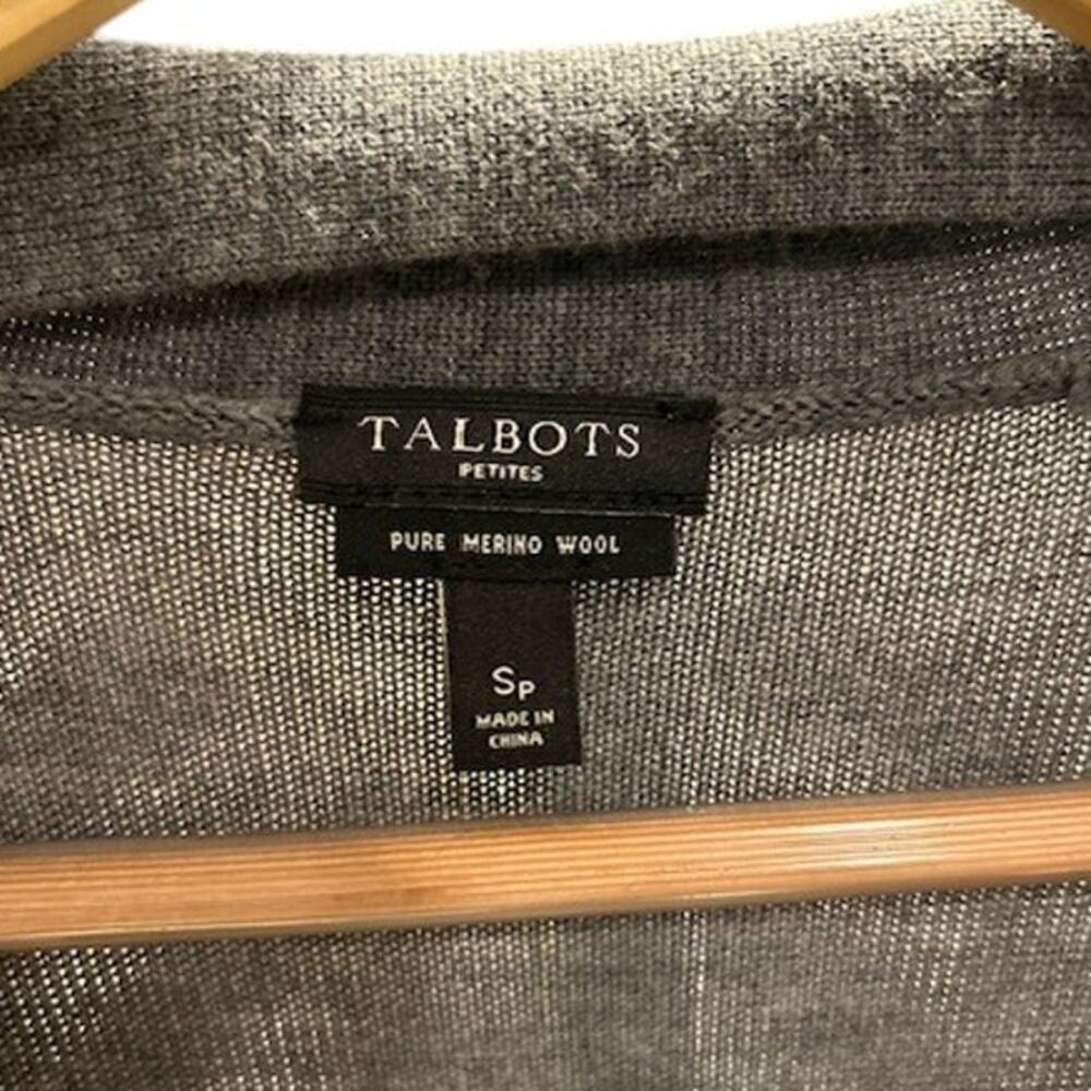 TALBOTS Heather Gray 100% Merino Wool Longline Sweater Duster Small Petite SP - Picture 3 of 11